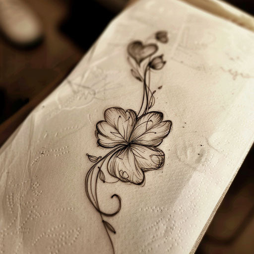 Romantic tattoo sketch clover heart-shaped leaves