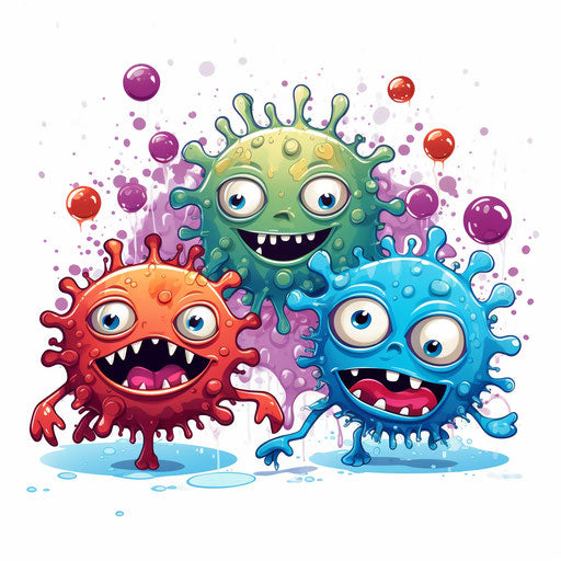 Germs clipart in the style of Chiaroscuro Art, on a white background