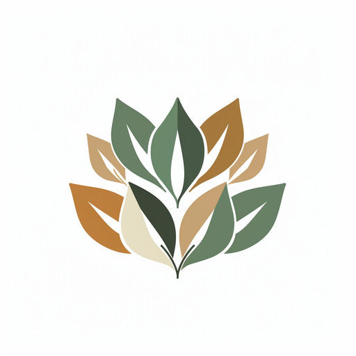 Eco-friendly logo with green leaves and earthy tones on white background