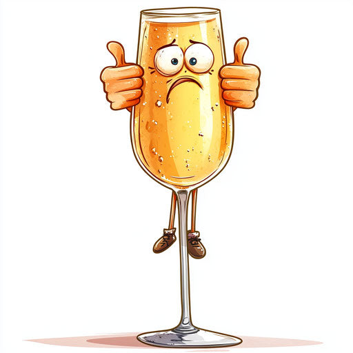 Memorable Champagne Glass Caricature Clipart for Corporate Branding