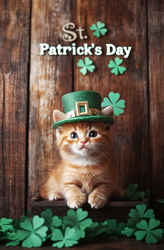 Adorable kitten in green St. Patrick's Day hat