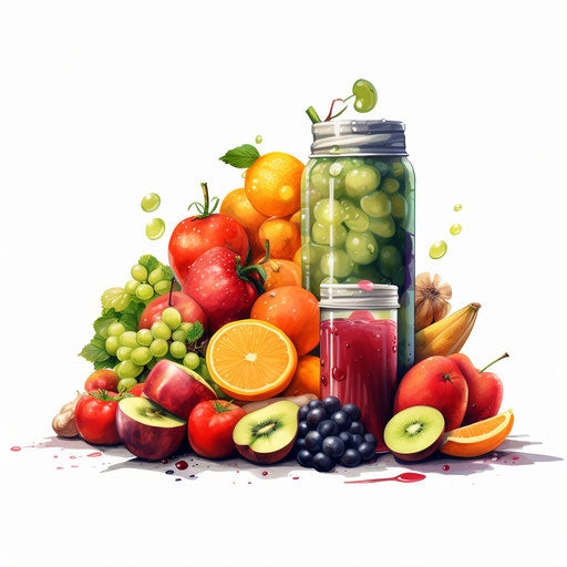 Nutrition clipart in the style of Chiaroscuro Art, on white background