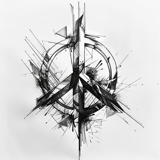 Avant-garde peace tattoo sketch