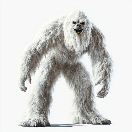 3D yeti in realistic style with flat white background, isolated clipart