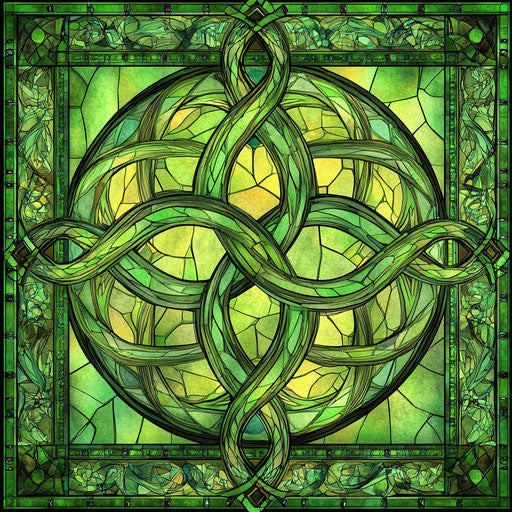 Vibrant and detailed Celtic knot on stained glass background