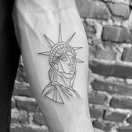 Minimalist single line sketch of the Statue of Liberty
