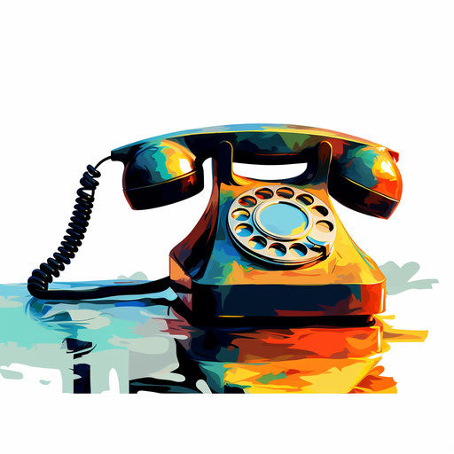 Telephone clipart in the style of Impressionistic Art, on white background