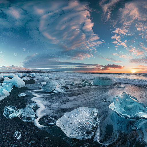 Panoramic view of Diamond Beach, Iceland