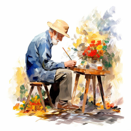 Hobbies clipart in the style of oil painting, on a white background