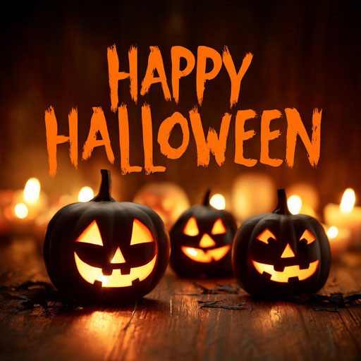 Cheerful Halloween Greeting with Joyful Jack-o'-Lanterns