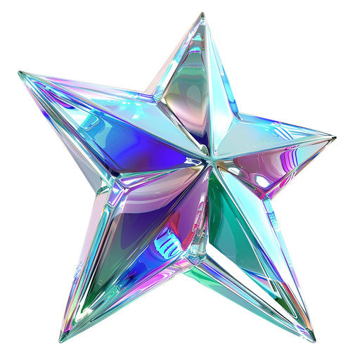 Transparent star with blue, green, red color