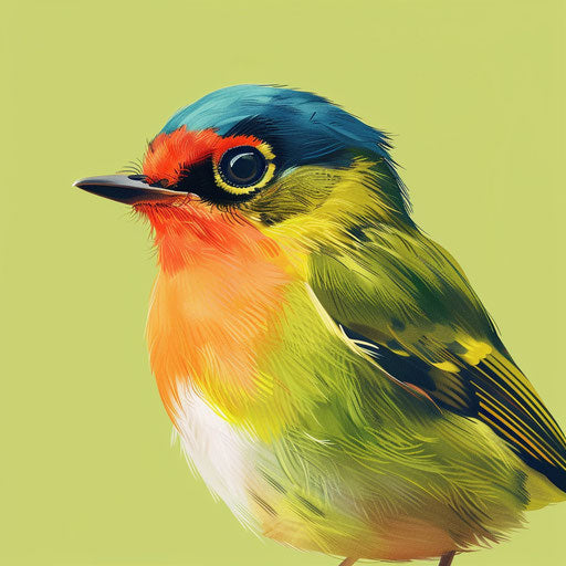 Realistic image of cute bird on chartreuse background