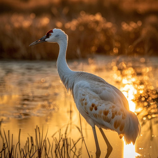 Majestic crane standing tall in its natural marsh habitat