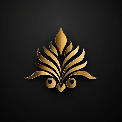 Luxurious online logo with metallic gold and black design on dark background