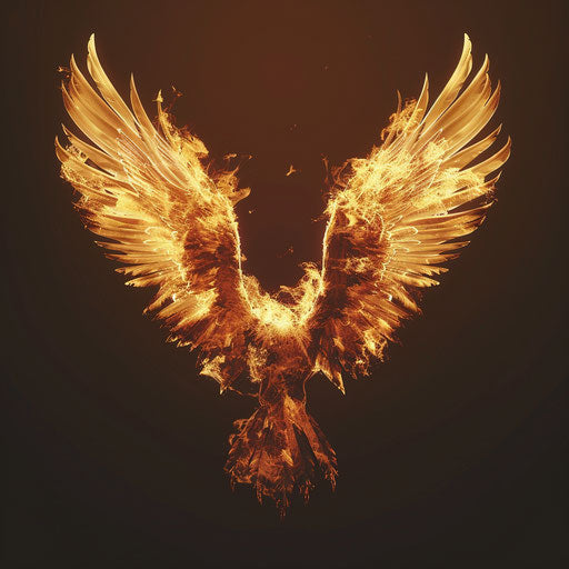 Realistic fire clipart with detailed wings on flat background