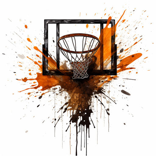 Basketball hoop clipart in the style of Chiaroscuro Art, on a white background