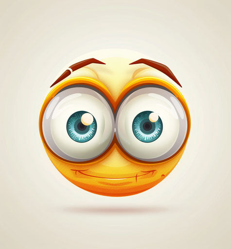 Smiley face with big eyes and whimsical cartoonish design
