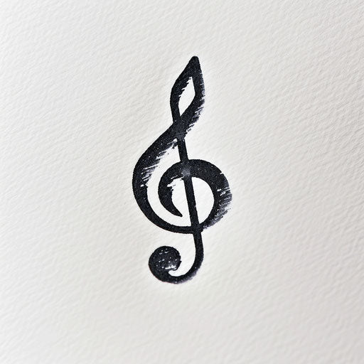 Bold centered treble clef on pure white background