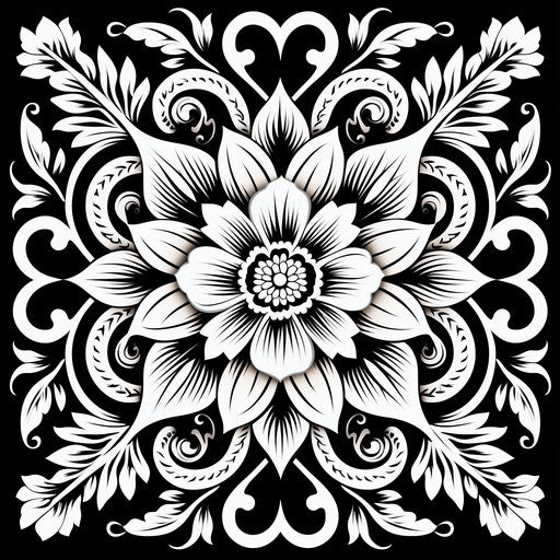 Oriental floral pattern in vector illustrations with light white and black style