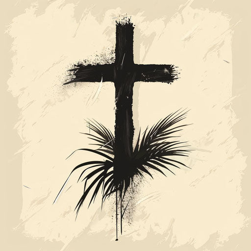 Ash Wednesday clipart in photo realistic style with flat random background