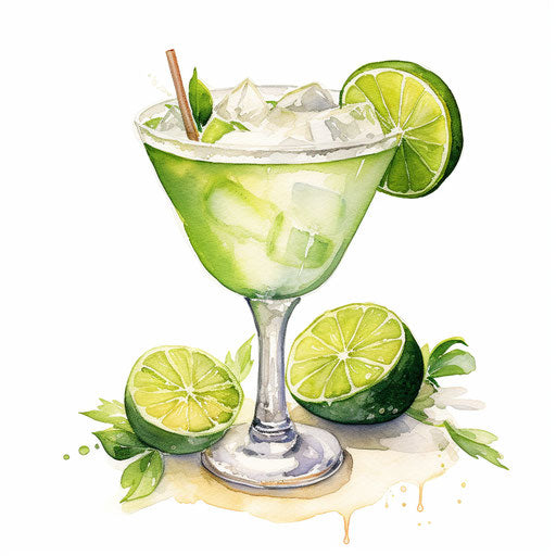 Margarita clipart in the style of Oil painting, on a white background
