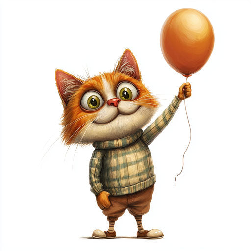 Humorous caricature of a cat with human characteristics