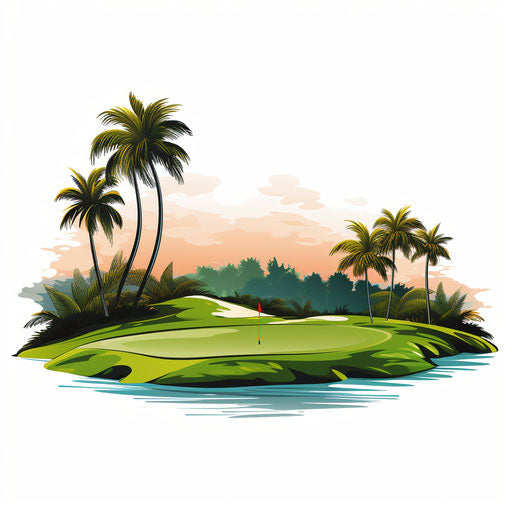Minimalist style golf clipart, on white background