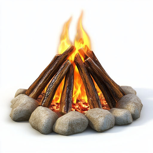 3D campfire on flat white background