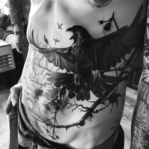 Raw and gritty stomach tattoos inspired by Glenn Fabry