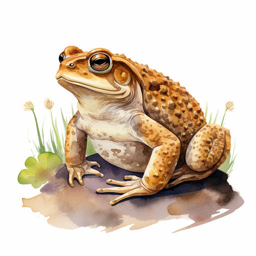 Toad illustration in the style of oil painting, on white background