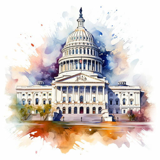 Constitution clipart in the style of Impressionistic Art, on a white background