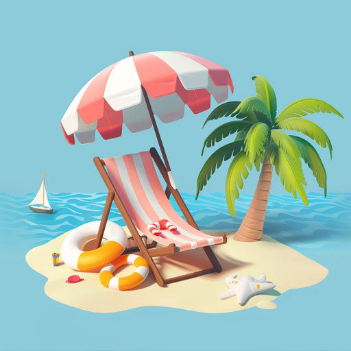 Realistic summer clipart with flat random background