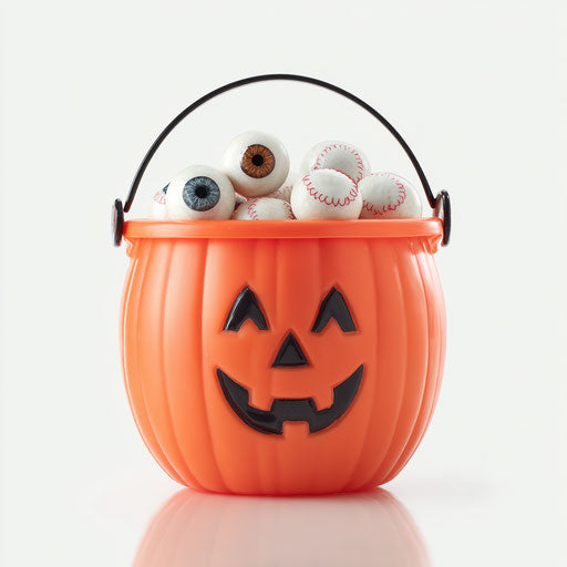 Festive Orange Pumpkin Bucket with Eyeball Candies
