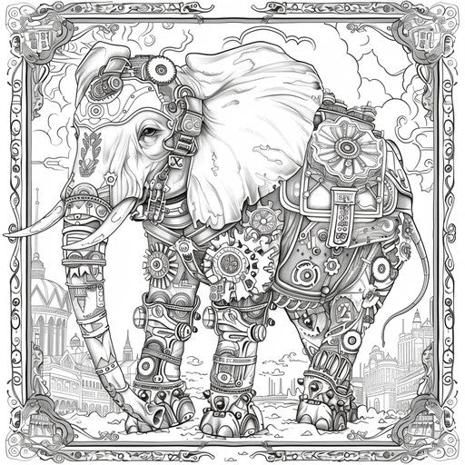Steampunk elephant with gears and mechanical parts