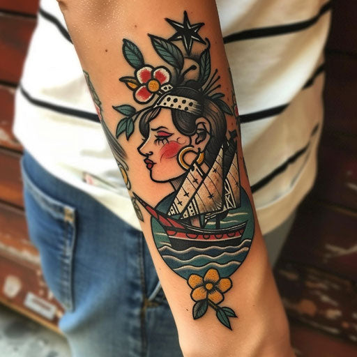 Wrist tattoos for women with sailor motifs