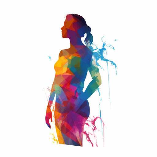Person silhouette in PNG in the Impressionistic Art style, on white background