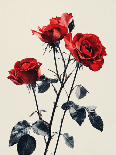 30 red roses bouquet on white background