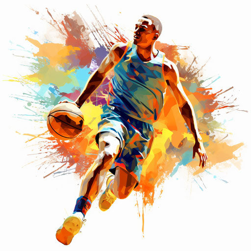 Basketball clipart in the style of Impressionistic Art, on white background