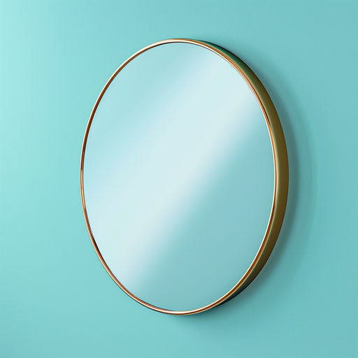 Realistic mirror clipart on turquoise background with bold outlines