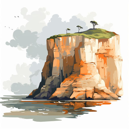 Falcon on the cliff in the style of Impressionistic Art