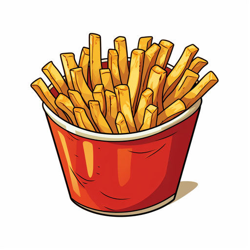 Fries clipart in the style of Chiaroscuro Art, on white background