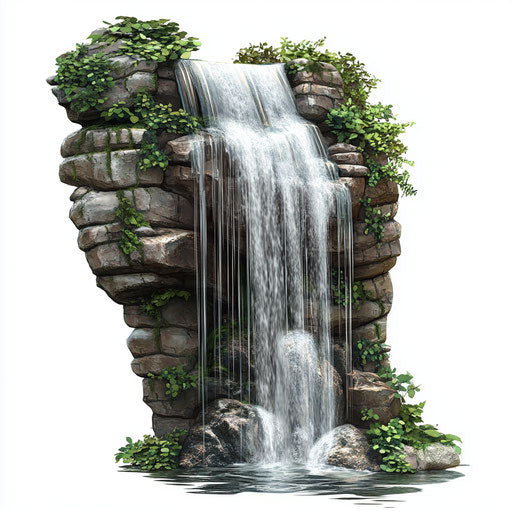 3D waterfall on flat white background
