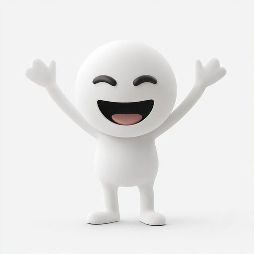 3D joy in photo realistic style with a flat white background, isolated clipart