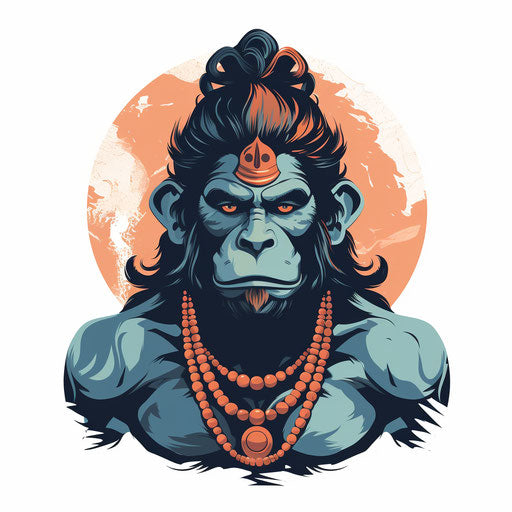 Hanuman clipart in the style of Chiaroscuro Art, on a white background