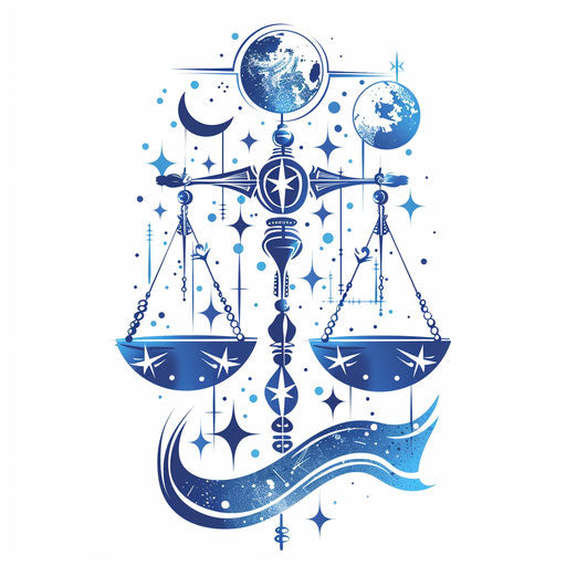 Libra constellation with balanced designs and soothing blues