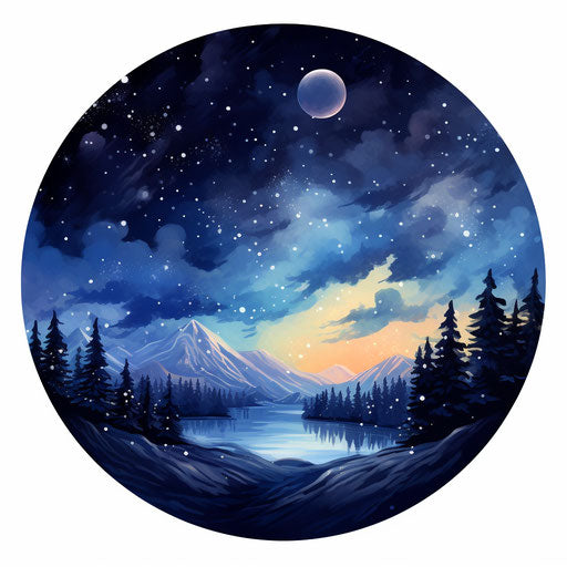 Night sky in Oil painting style on white background