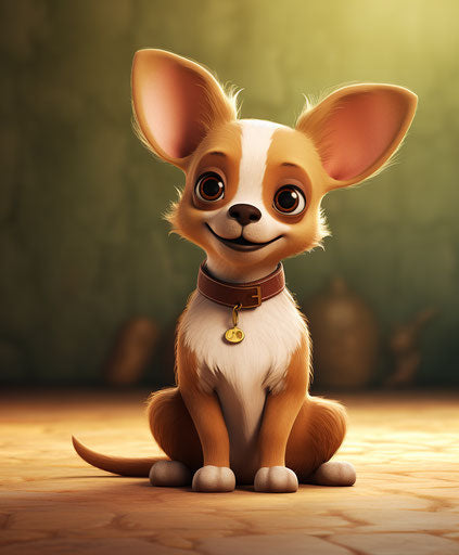 Cartoon chihuahua dog with long tail