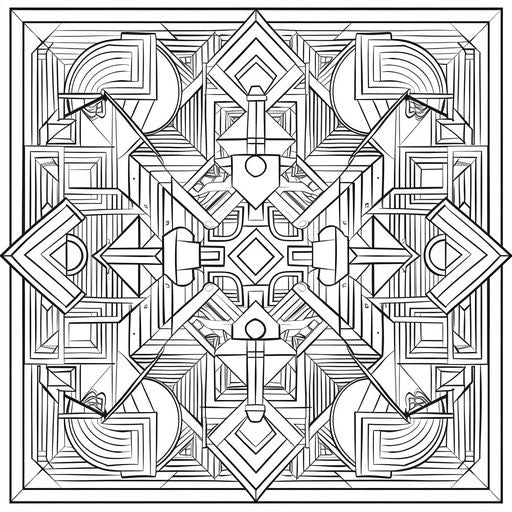 Geometric pattern with shapes and angles, coloring