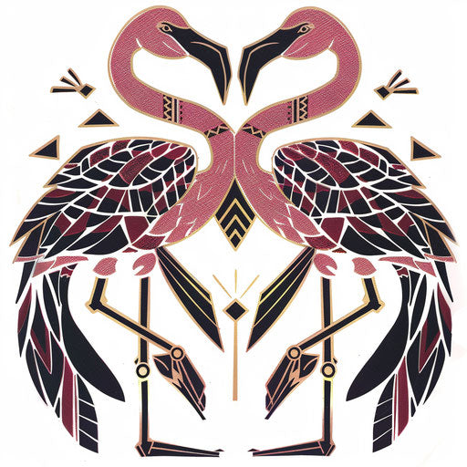 Art Deco inspired flamingo tattoo design