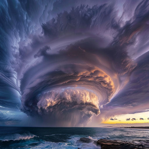 Thunderstorm over the ocean: power of nature